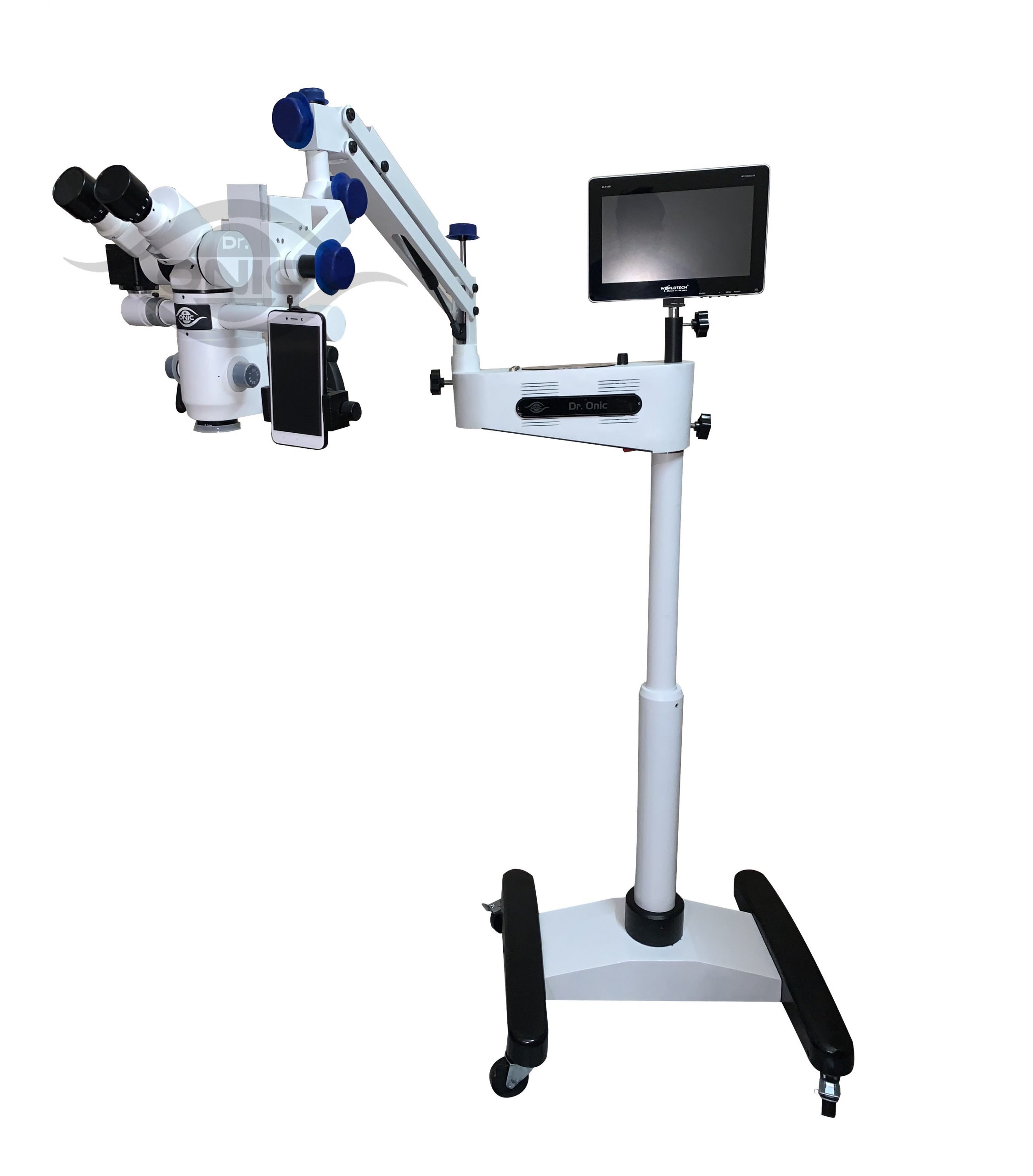 HD Camera,Beam Splitter Dr.Onic ENT Operating Microscope 5 Step,Floor Type,0-180° Inclinable,LED Screen 